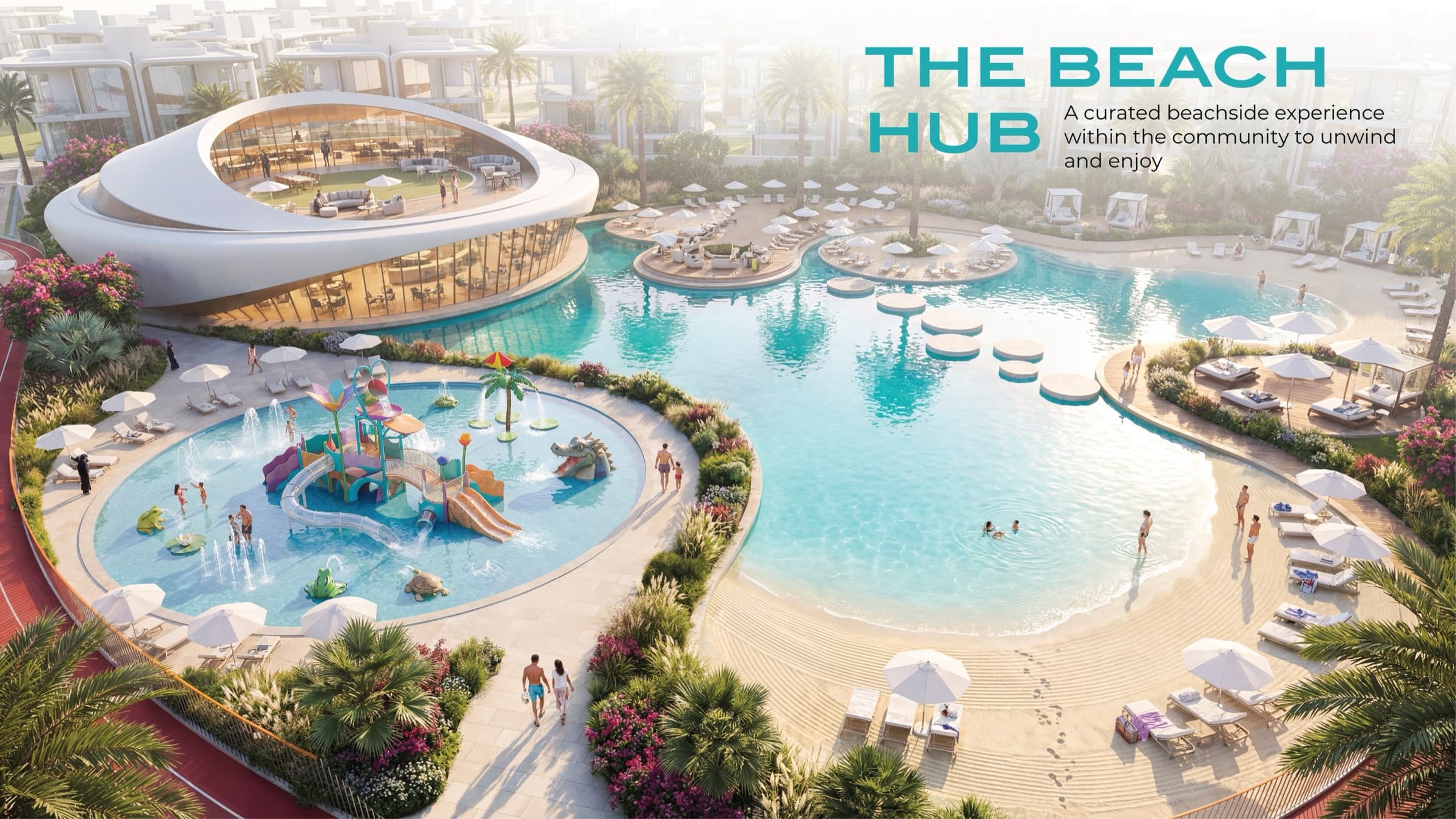 Greenz by Danube pool with landscaped garden surrounds
