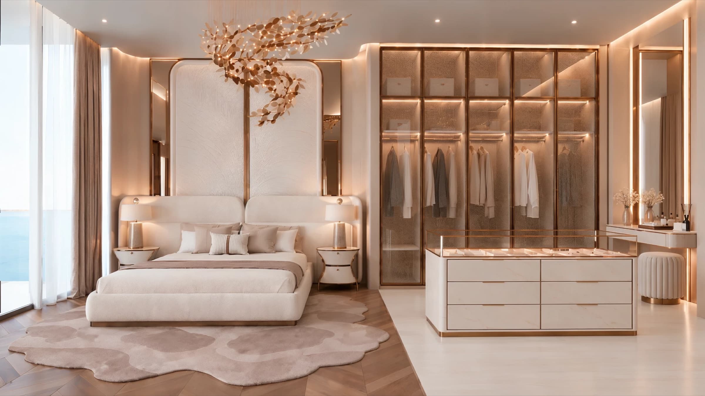 Master bedroom suite with walk-in wardrobe at Shahrukhz Residences